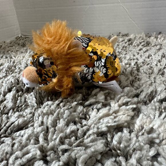 Ty Regal Flippables Sequin Teeny Beanie Boo Gold Lion - Picture 6 of 11